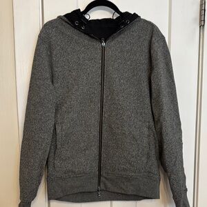 Banana Republic Gray Lightweight Jacket with Hood and Zip-Up Design